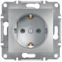 Розетка с заземлением и защитными шторками 16А Schneider Electric Asfora Алюминий EPH2900261